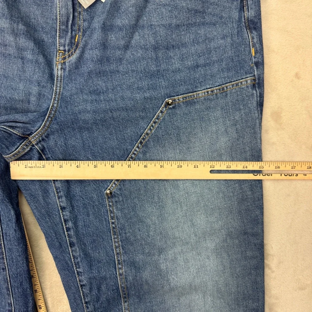 Lane Bryant Double Knee‎ Carpenter Wide Leg Jeans Womens 18 Blue High Rise New
